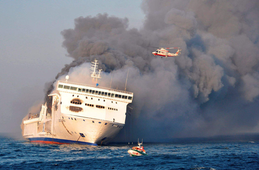 Ferry with 335 people on board on fire in Baltic Sea