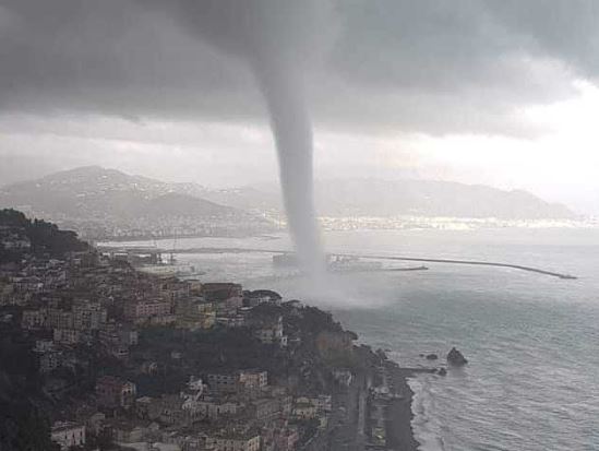 Huge waterspout hits Italy's south-western city