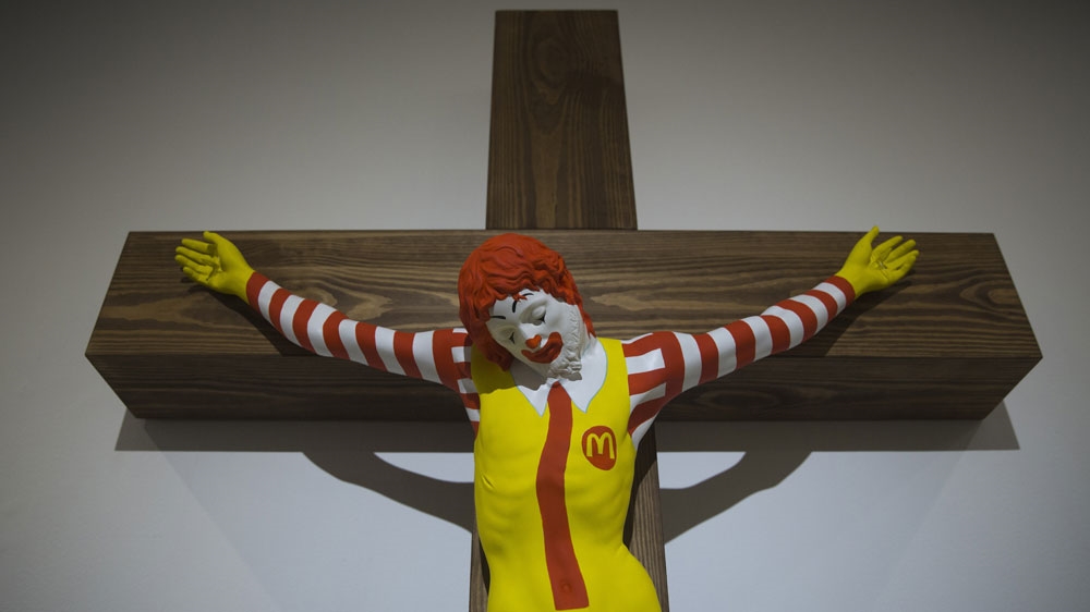 Israel museum removes sculpture depicting Ronald McDonald as Jesus after violent protests