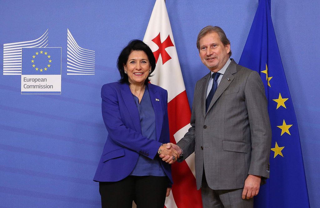 Salome Zurabishvili meets with Johannes Hahn in Brussels