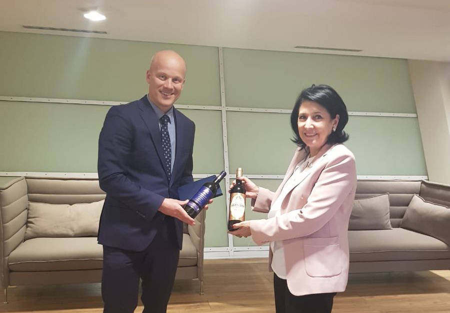 OSCE Representative handed over the wine bottles sent by Abkhaz civilians to Salome Zurabishvili