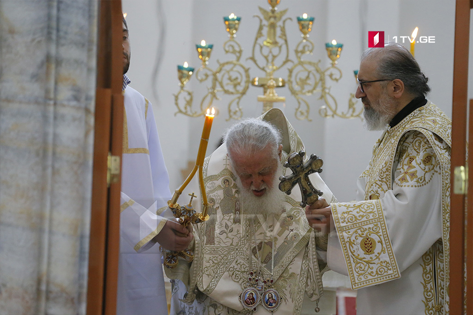 Patriarch: Lord, we are thankful for giving us the opportunity to build a new church of St. Nino in Bodbe