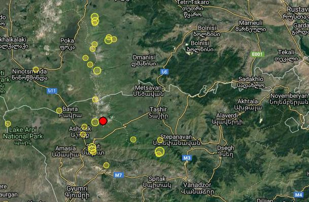 Ճշտված տեղեկությամբ, երկրաշարժը տեղի է ունեցել Հայաստանում, Վրաստանի պետական սահմանից 11 կիլոմետր հեռավորության վրա