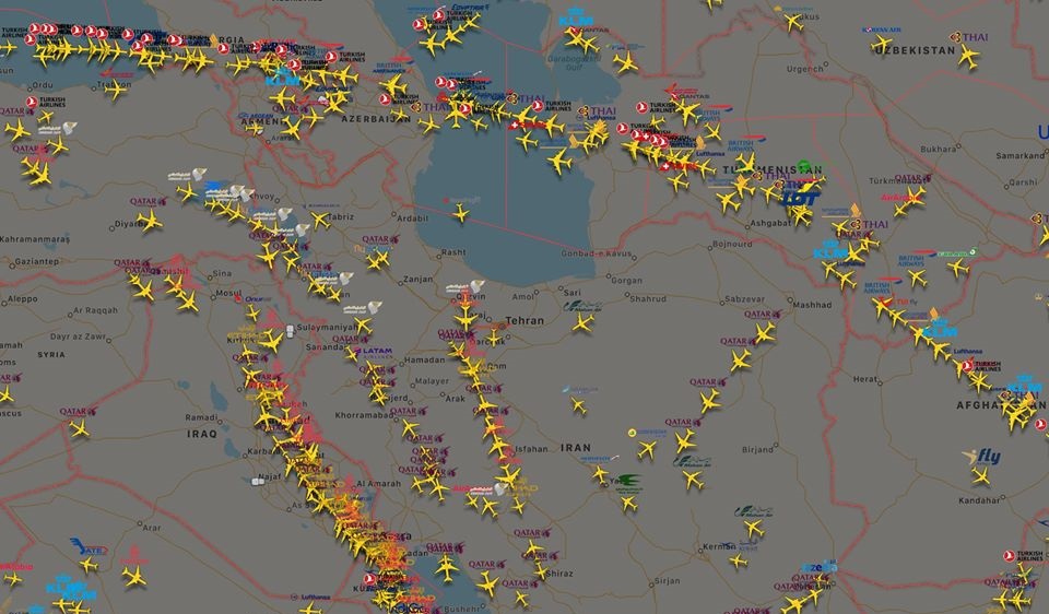 Some international airlines started using Georgian airspace instead of Iranian