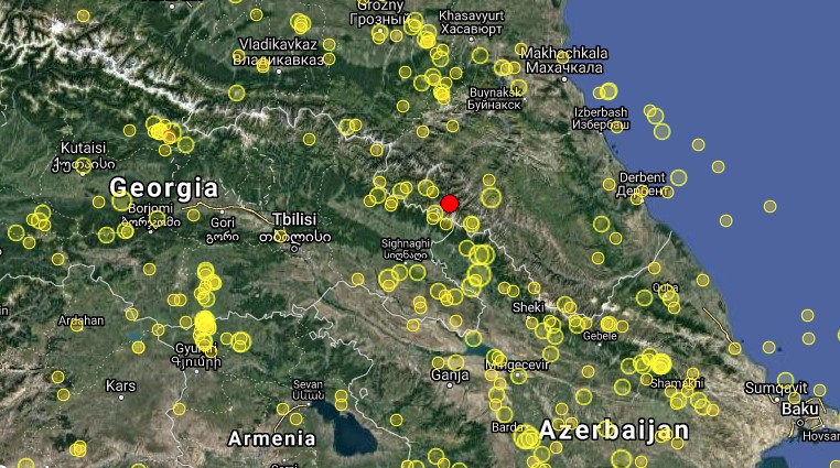 Землетрясение произошло в Дагестане, в двух километрах от границы с Грузией