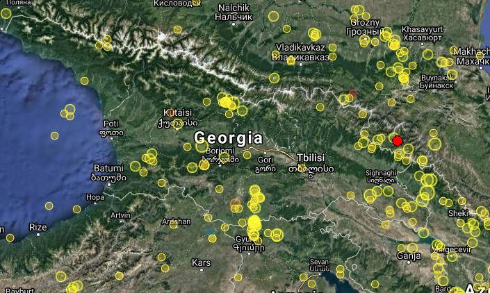 В пяти километрах от границы Грузии произошло землетрясение