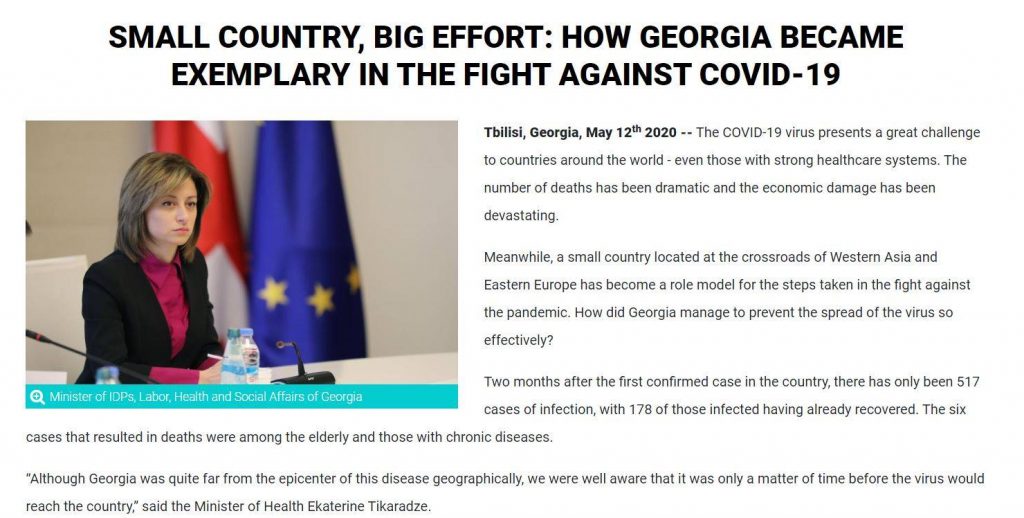 Austrian Press Agency publishes article: Small Country, Big Effort: How Georgia Became Exemplary in the Fight Against COVID-19
