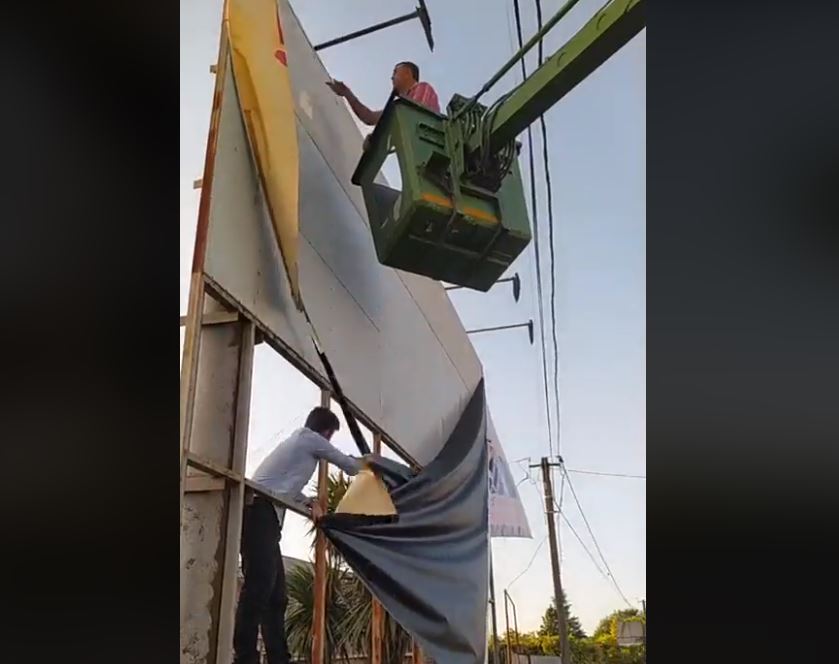 Members of “Lelo” removed a banner of Patriots’ Alliance in Gonio