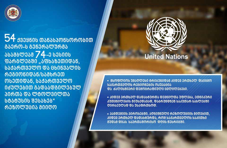 UN General Assembly endorses Georgia IDP resolution