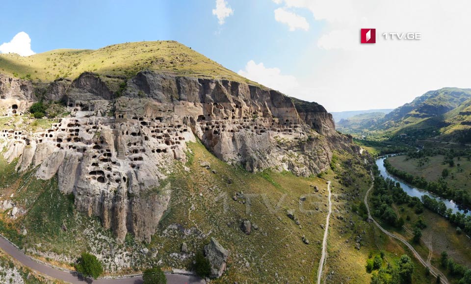 Geologists inspect Vardzia Cave Monastery territory hit by rockfall