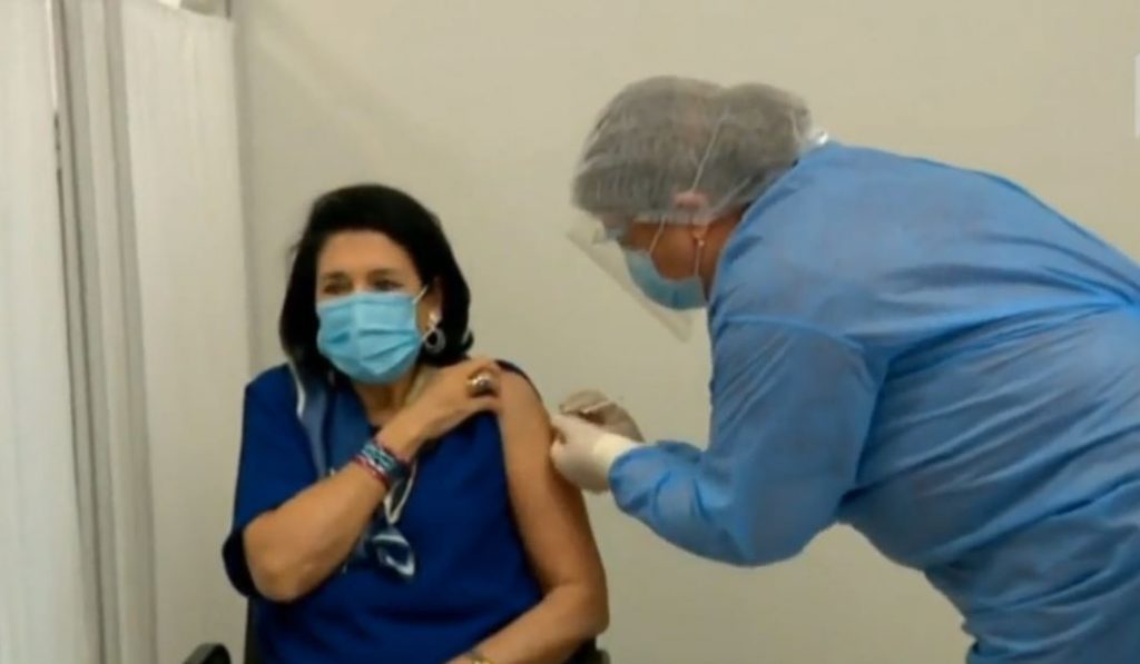 Georgian President gets AstraZeneca shot live on TV