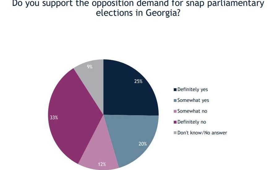 IRI: 33 per cent of Georgians definitely do not support opposition demand for snap elections