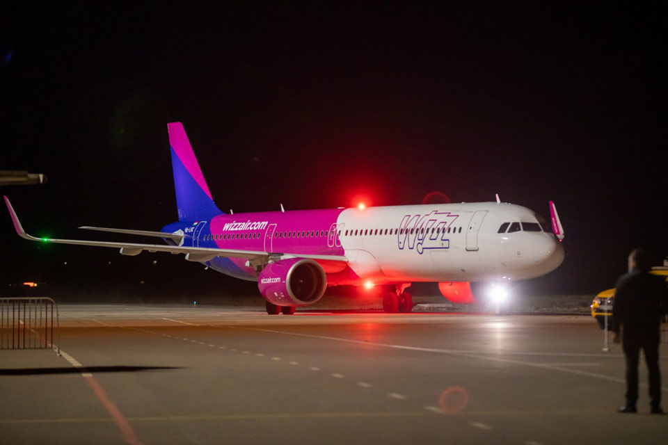 Wizz Air's fuel efficient Airbus A321 lands at Kutaisi International Airport for the first time