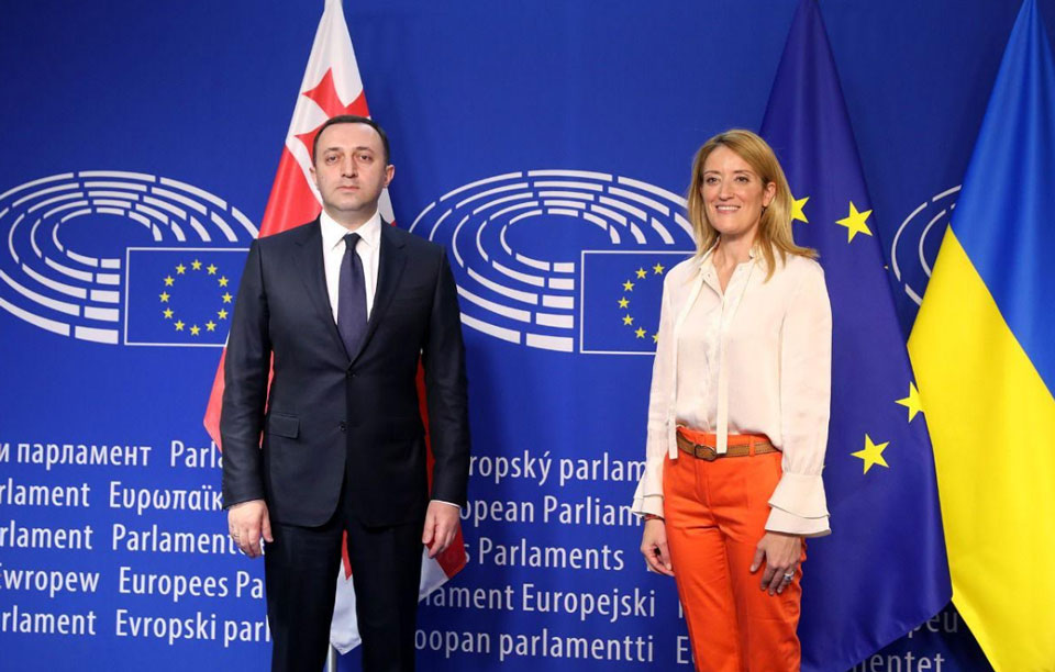 Ираклий Гарибашвили встретился с председателем Европарламента Робертой Метсола в Брюсселе