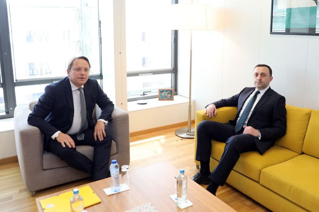 Ираклий Гарибашвили - У меня состоялся очень хороший разговор с комиссаром ЕС Оливером Вархеем о перспективах расширения ЕС