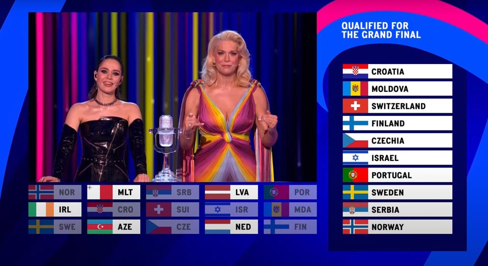 В первом полуфинале "Евровидения 2023" были выявлены 10 стран-финалистов