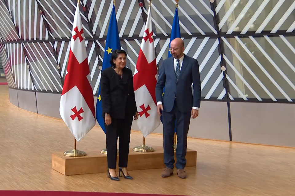Georgian President releases video of her meeting with European Council President 