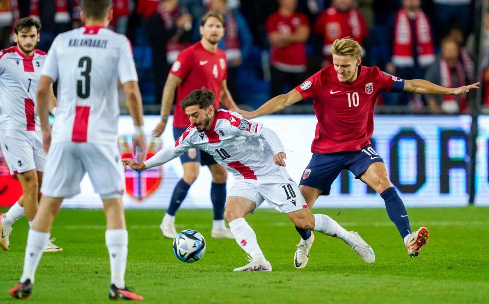 Евро-2024 | Сборная Грузии проиграла Норвегии на отборочном этапе [видео] #1TVSPORT