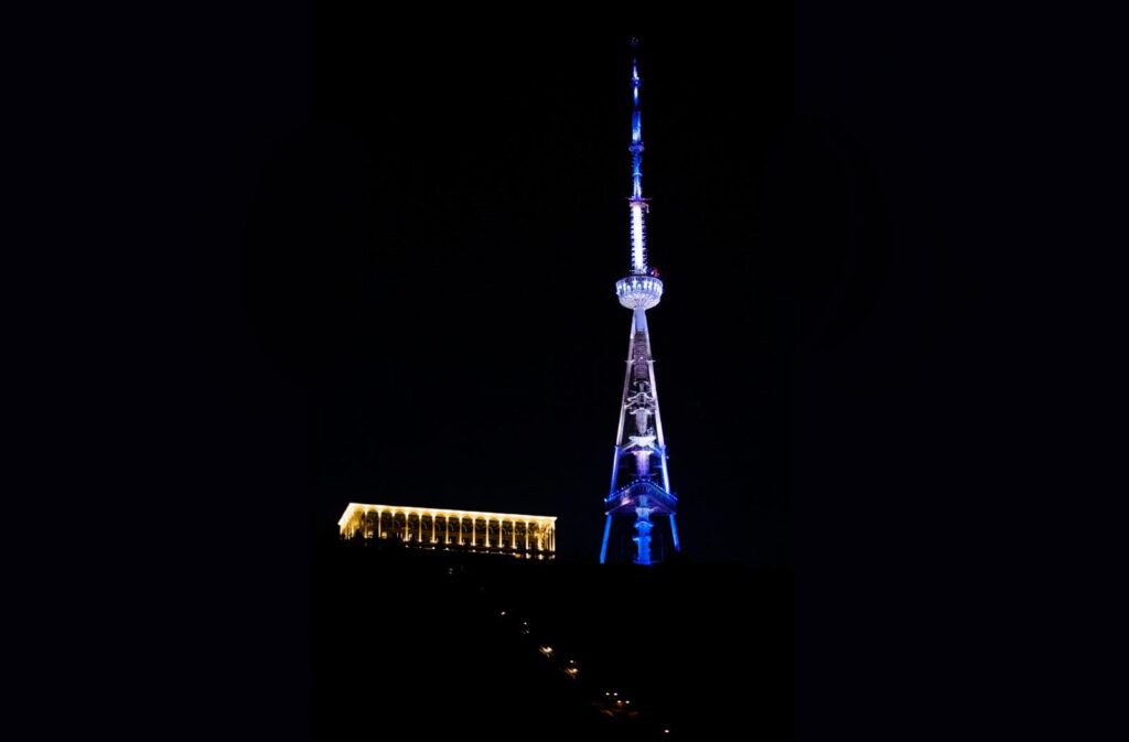 Tbilisi TV Tower lights up in Guatemalan flag colors