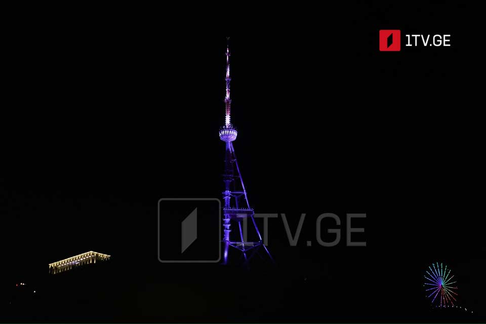 Tbilisi TV Tower lights up in EBU colors