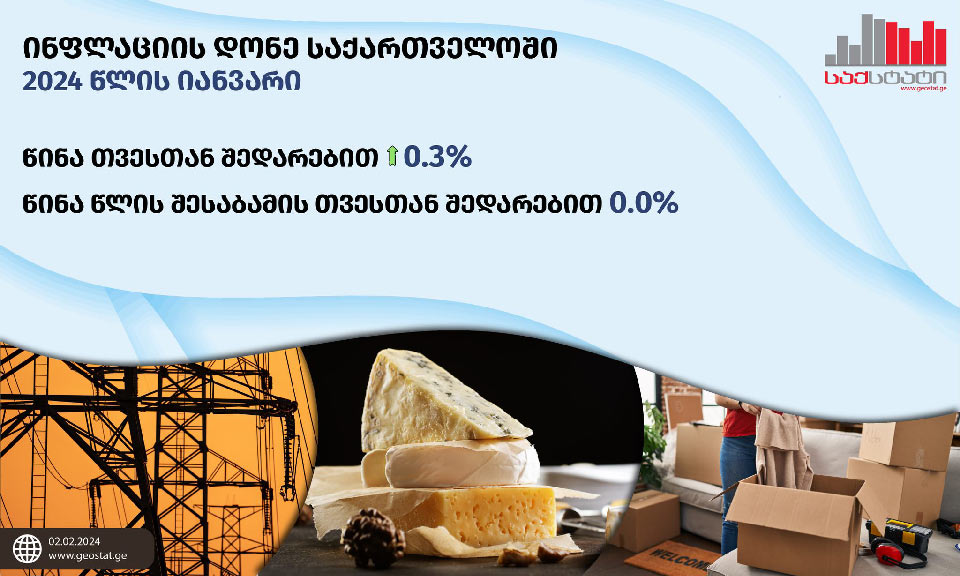 "Грузстат" - В январе 2024 года годовая инфляция в Грузии составила 0,0%