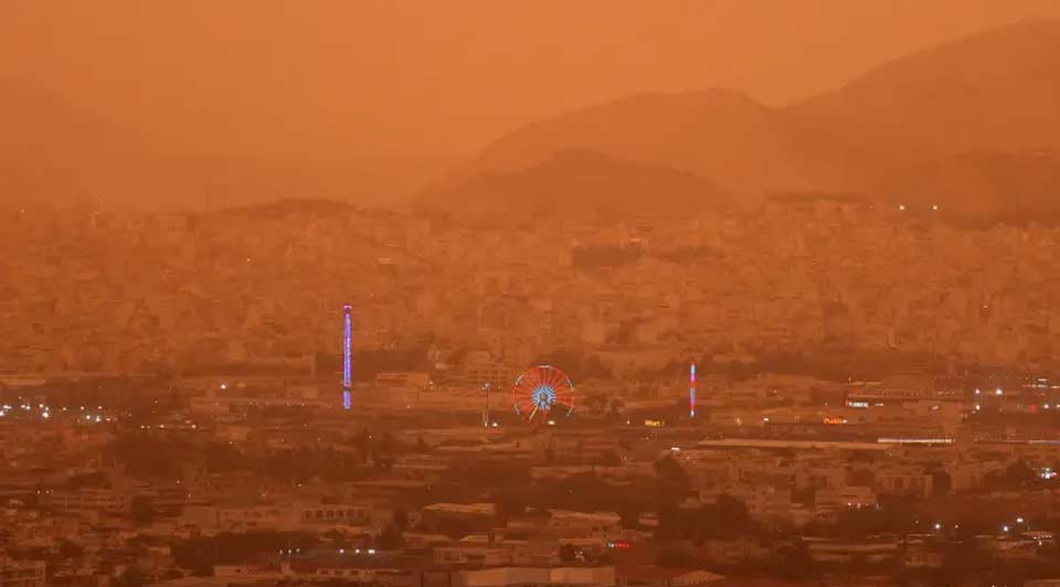 Հունաստանի մայրաքաղաքը պատվել է Սահարա անապատից եկած փոշու նարնջագույն մշուշով