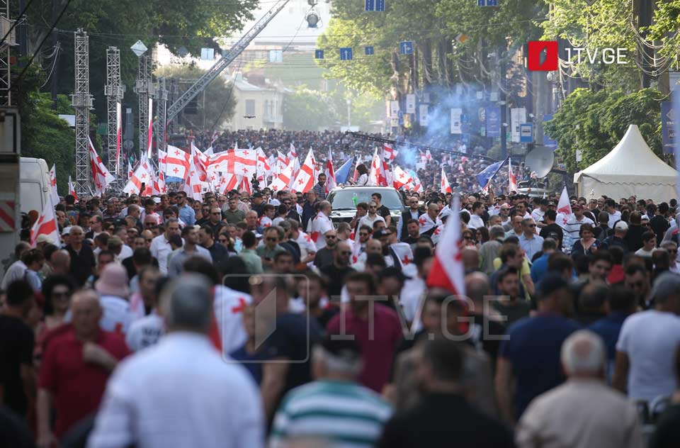 Возле парламента проходит всеобщее народное собрание, организованное «Грузинской мечтой»
