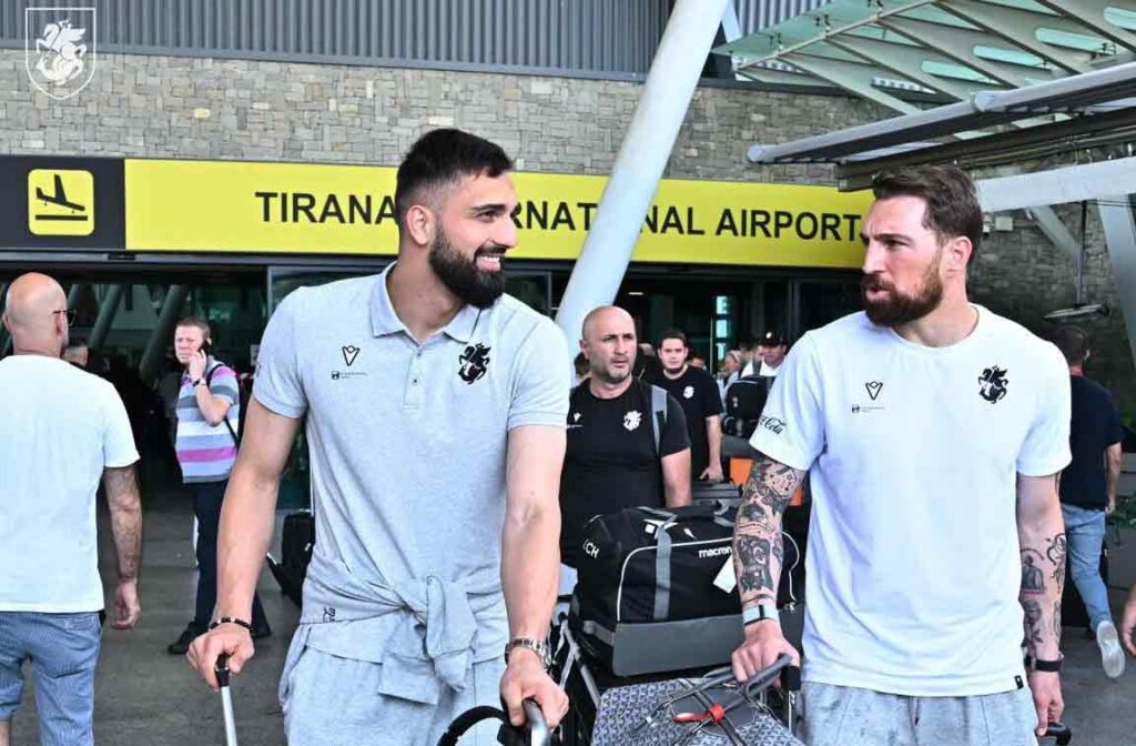 Georgian national football team arrives in Tirana