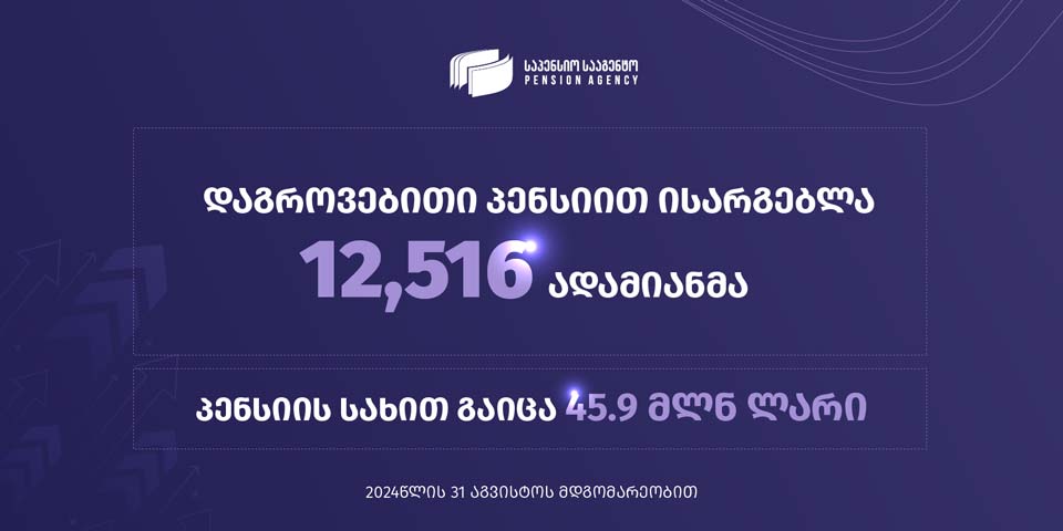 Օգոստոսի 31-ի դրությամբ, կենսաթոշակային համակարգին անդամակցում է 1 մլն 548 հազար մարդ, կուտակային կենսաթոշակից օգտվել է 12 516 մարդ