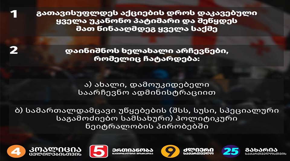 Four opposition parties demand release of detained protesters, new elections