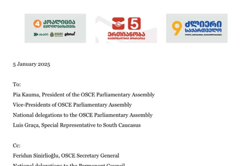 Three opposition groups appeal to OSCE PA President