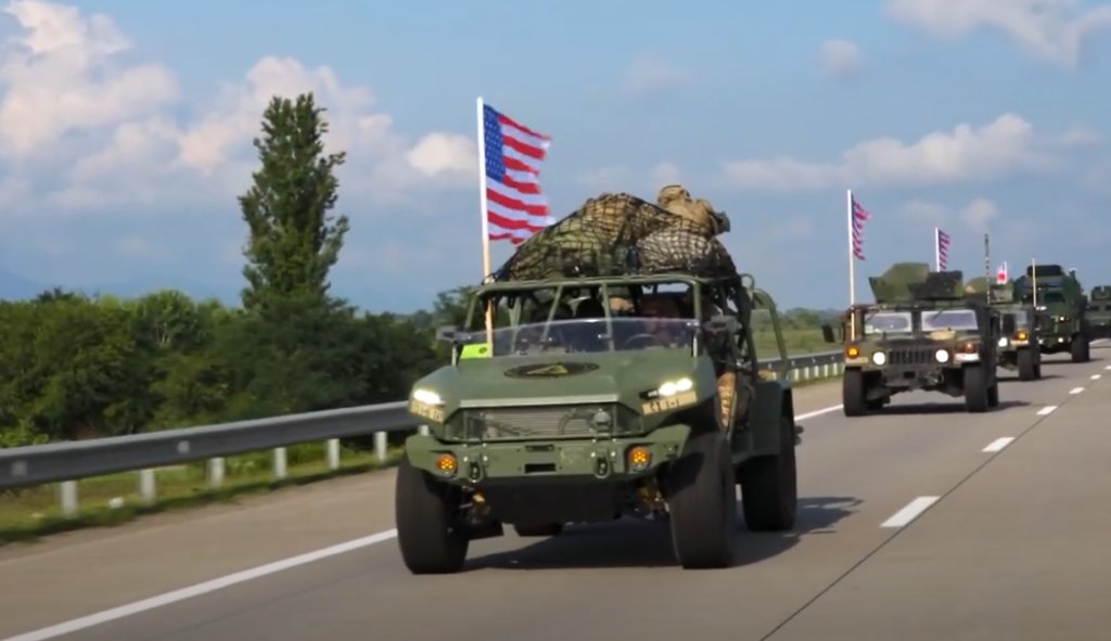Georgian-American military convoy travels to Vaziani