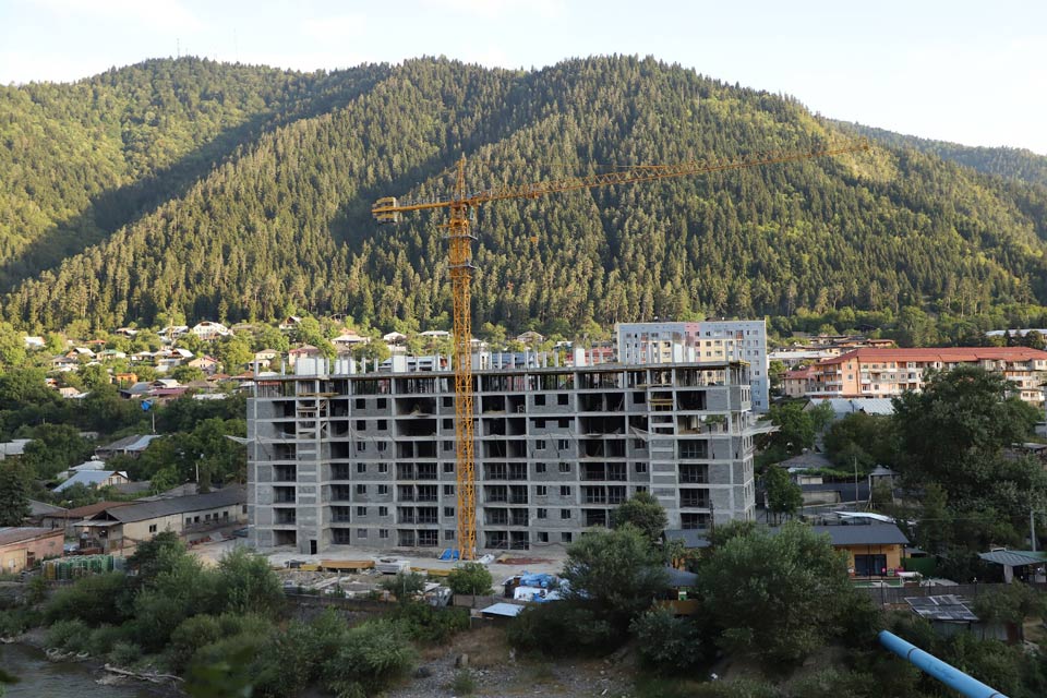 New modern residential building under construction in Borjomi for 150 IDP families