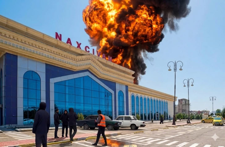 Azərbaycan mənbələri Naxçıvan aeroportu ərazisində İran dronunun partlaması zamanı çəkilmiş foto və video materialları yayıblar