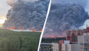 Сотни дронов атаковали Москву, вызвав пожар на крупнейшем в России складе компании Wildberries