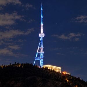 Tbilisi TV Tower Gets Illuminated in the Colors of Guatemalan Flag